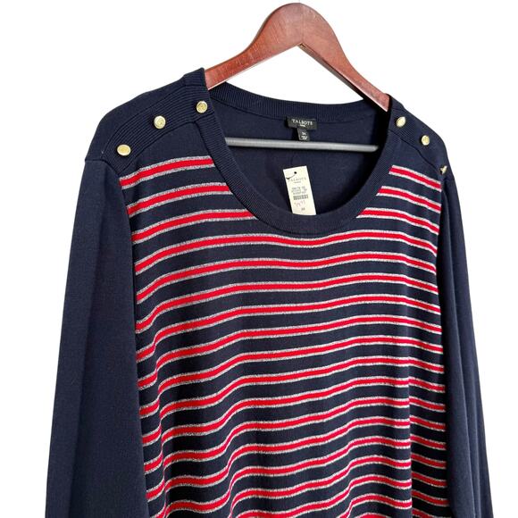NEW NWT Talbots Plus Size 3X Nautical Knit Sweater Sparkle Crest Shirt Top - Picture 6 of 8